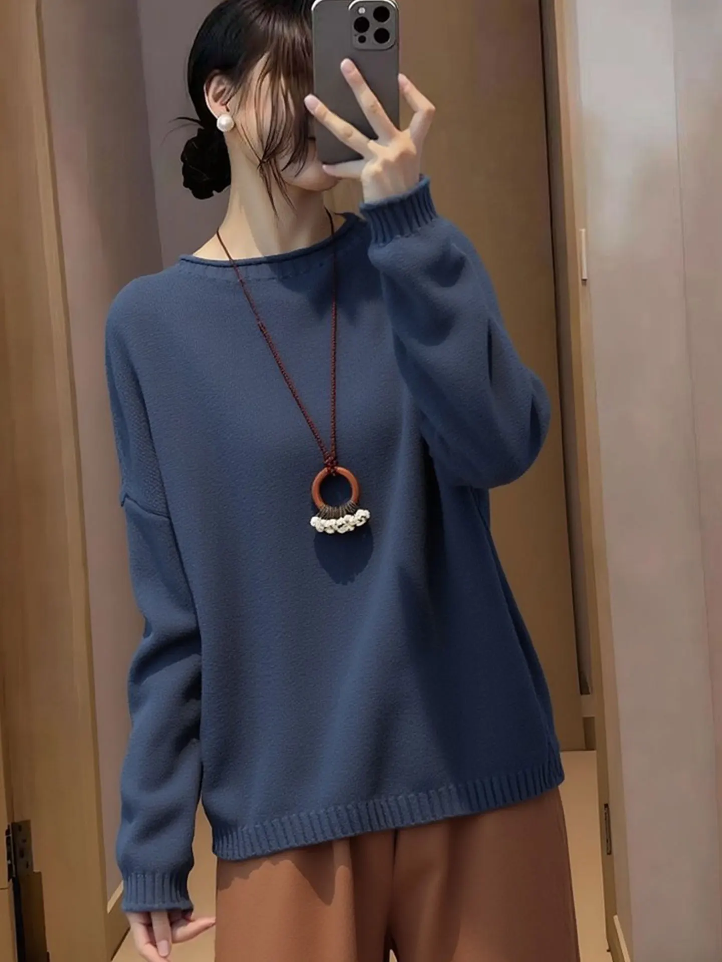 Ele Pure Color round Ne Long Sve Knitted Sweater Casual Loose Women's Top Simple Spring Faion Commute Warmth
Ele Pure Color round Ne Long Sve Knitted Sweater Casual Loose Women's Top Simple Spring Faion Commute Warmth