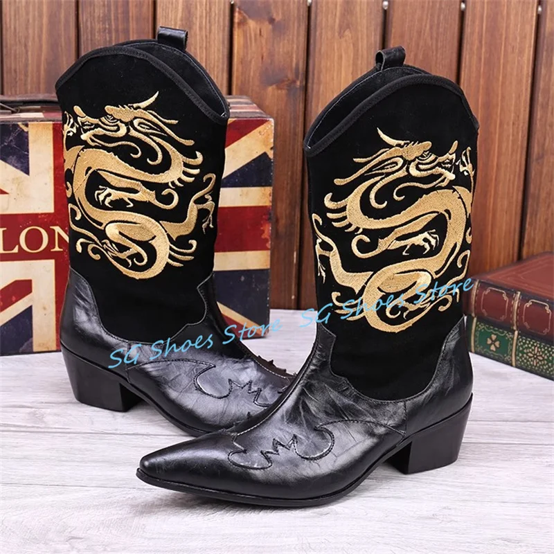 Fashion Dragon Embroidery High Top Boots for Men Handmade Genuine Leather Chunky Heel Mid-calf Boots Male Wedding Dress Shoes
Fashion Dragon Embroidery High Top Boots for Men Handmade Genuine Leather Chunky Heel Mid-calf Boots Male Wedding Dress Shoes