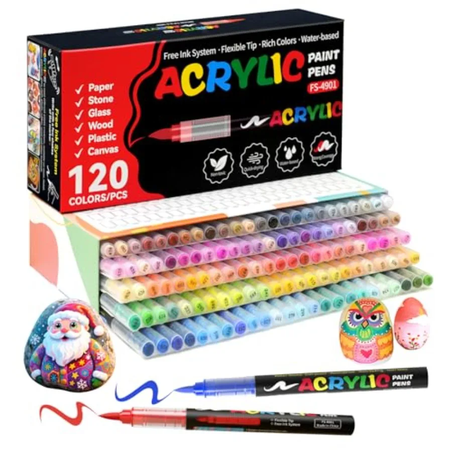 Acrylic Paint Markers, Soft Brush Tip Acrylic Markers Set, Paint Pens for Wood, Fabric, Canvas, Glass, Stone, Canvas, Rock Pain
Acrylic Paint Markers, Soft Brush Tip Acrylic Markers Set, Paint Pens for Wood, Fabric, Canvas, Glass, Stone, Canvas, Rock Pain