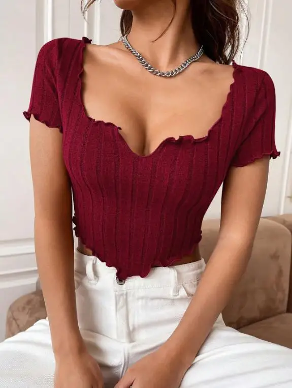 2026 Summer New Women's Clothing Sweet and Spicy Style T-Shirt French V-Neck Short Fit Slim and Slimming Top with Exposed Navel
2026 Summer New Women's Clothing Sweet and Spicy Style T-Shirt French V-Neck Short Fit Slim and Slimming Top with Exposed Navel