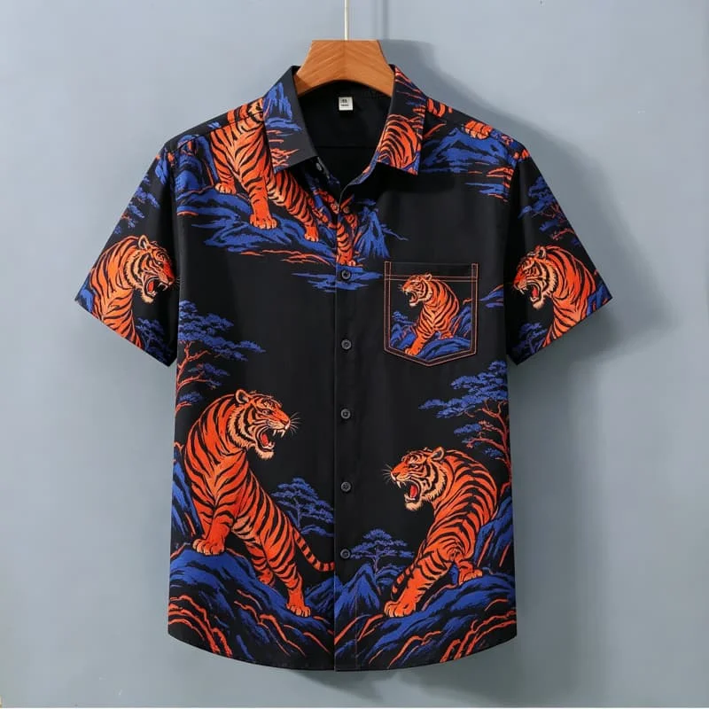 Men's wild animal printed vacation shirt, short sleeved shirt with pockets, cool top for beach outings, gatherings and vacations
Men's wild animal printed vacation shirt, short sleeved shirt with pockets, cool top for beach outings, gatherings and vacations