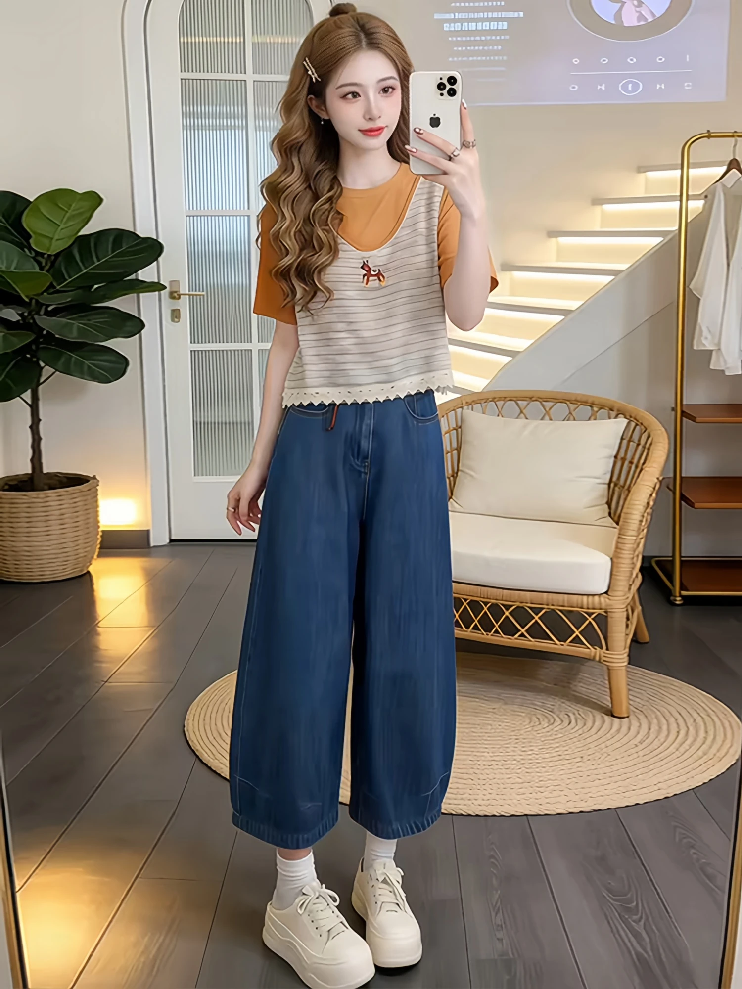 Summer Fashion Outfit Women's Wide Leg Pants Two Piece Set Country Style Casual Loose Fit High Waist round Neck T-Shirt
Summer Fashion Outfit Women's Wide Leg Pants Two Piece Set Country Style Casual Loose Fit High Waist round Neck T-Shirt