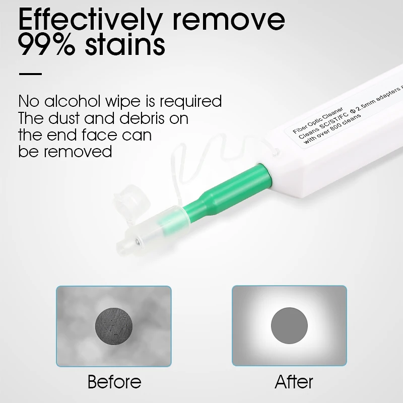 5/10PCS SC/FC/ST One Touch Cleaning Tool 1.25mm and 2.5mm Pen 800 Cleaning Fiber Optic FTTH
5/10PCS SC/FC/ST One Touch Cleaning Tool 1.25mm and 2.5mm Pen 800 Cleaning Fiber Optic FTTH