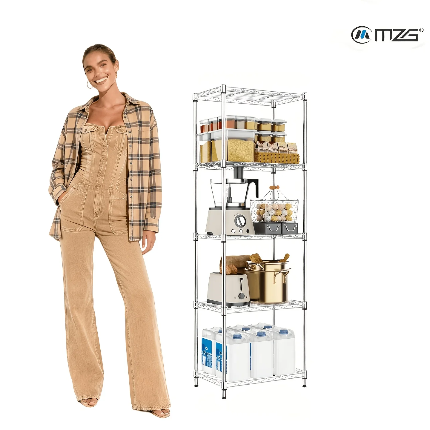MZG 2000/1500/1000 Lbs 5/4/3 Tiers Shelf Metal Storage Shelves Wire Rack Closet Organizers for Garage Kitchen Bathroom Laundry for Garage Standing Baker'S Racks, Room Decor Shoe Hat Organizer Bathroom Accessory Dresser Laundry, Utility Shelves
MZG 2000/1500/1000 Lbs 5/4/3 Tiers Shelf Metal Storage Shelves Wire Rack Closet Organizers for Garage Kitchen Bathroom Laundry for Garage Standing Baker'S Racks, Room Decor Shoe Hat Organizer Bathroom Accessory Dresser Laundry, Utility Shelves