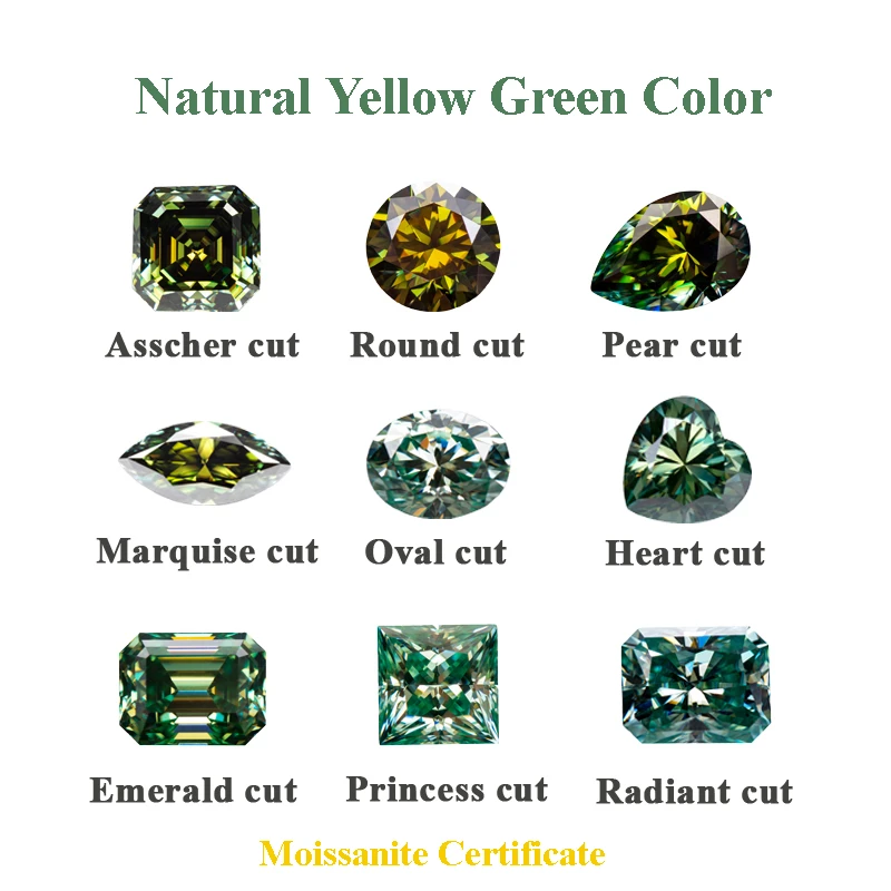 Natural Yellow Green Color Vvs1 Moissanite Stone Wholesale Multiple Shapes Advanced DIY Charms Rings Earrings Making Certificate
Natural Yellow Green Color Vvs1 Moissanite Stone Wholesale Multiple Shapes Advanced DIY Charms Rings Earrings Making Certificate