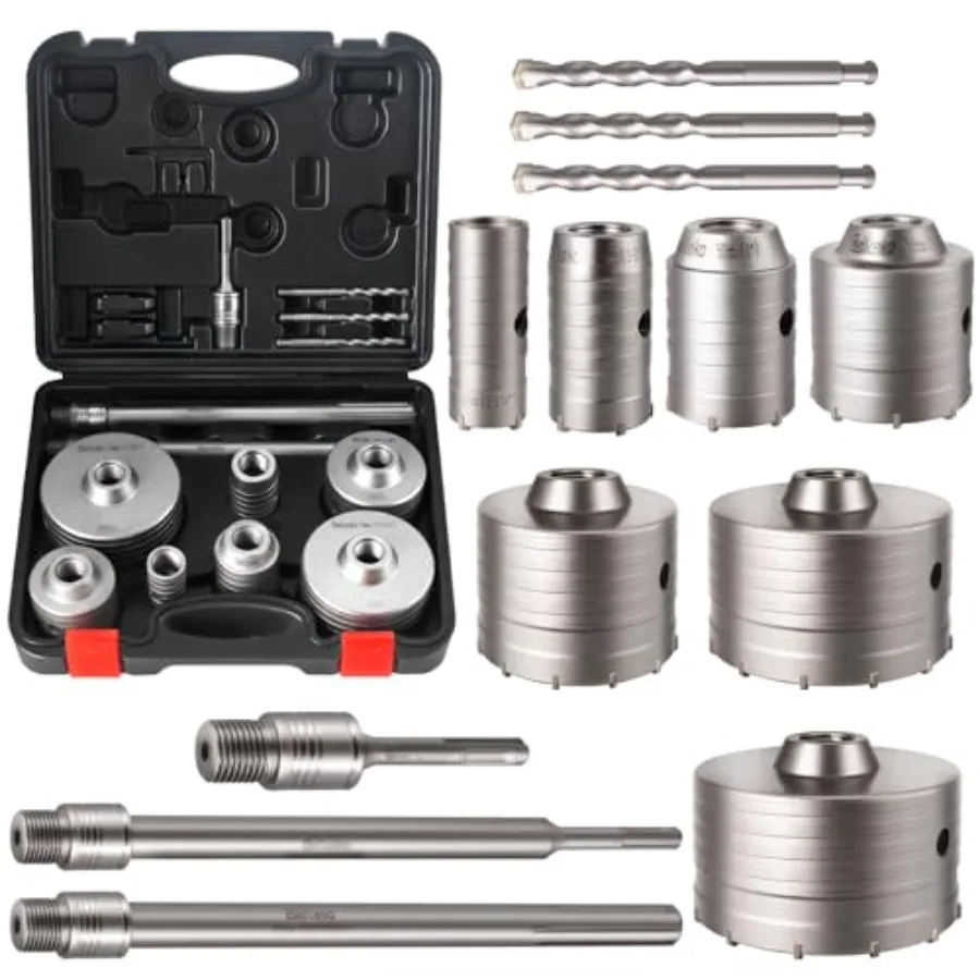 Concrete Hole Saw Kit with Upgraded SDS Plus and Max Shank Kit Size 30 40 50 65 80 100 110 MM Concrete Hole Saw Set for Concret
Concrete Hole Saw Kit with Upgraded SDS Plus and Max Shank Kit Size 30 40 50 65 80 100 110 MM Concrete Hole Saw Set for Concret