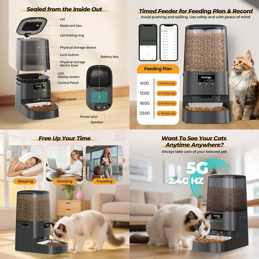 Smart Pet Feeder with App, 5L Dispenser, Wi-Fi Enabled, Dual Power, Adjustable Portions, Anti-Jam, Fresh-Lock, Stainless Steel,
Smart Pet Feeder with App, 5L Dispenser, Wi-Fi Enabled, Dual Power, Adjustable Portions, Anti-Jam, Fresh-Lock, Stainless Steel,