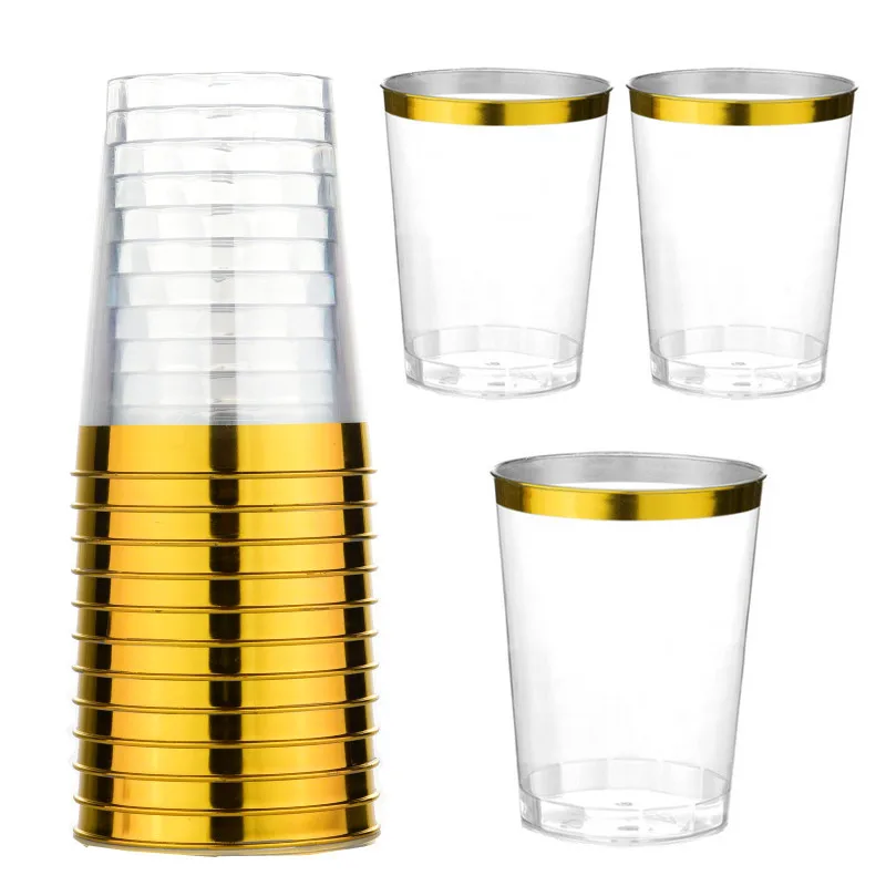 50/100pcs Golden Plastic Rim Cup 10oz Hard Disposable Cup Plastic Wine Party Wedding Transparent Plastic Rim Gold Rim cup
50/100pcs Golden Plastic Rim Cup 10oz Hard Disposable Cup Plastic Wine Party Wedding Transparent Plastic Rim Gold Rim cup