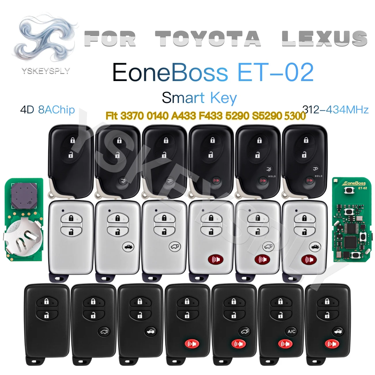 For Lexus IS250 IS300C Toyota Highlander Camry Corolla RAV4 Land Cruiser EoneBoss ET-02 Smart Key Fob 4D 8A Bluetooth
For Lexus IS250 IS300C Toyota Highlander Camry Corolla RAV4 Land Cruiser EoneBoss ET-02 Smart Key Fob 4D 8A Bluetooth