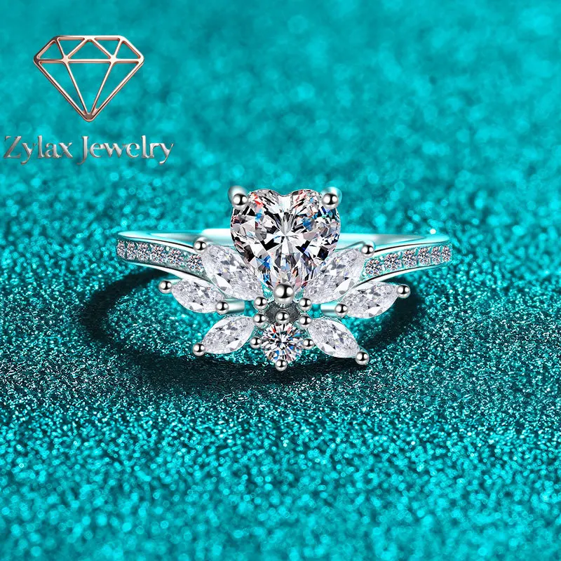 Zylax Jewelry PT950 Platinum 1ct Moissanite Heart Bouquet Ring: Soft Petal Details, Shiny Heart Stone, Perfect for Gifting & Dai
Zylax Jewelry PT950 Platinum 1ct Moissanite Heart Bouquet Ring: Soft Petal Details, Shiny Heart Stone, Perfect for Gifting & Dai