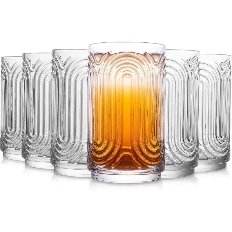 Set of 6 Vintage Glassware - 14 oz Water Drinking Glasses, Art Deco Ripple Glass Cup, Cocktail Glasses, for Bar
Set of 6 Vintage Glassware - 14 oz Water Drinking Glasses, Art Deco Ripple Glass Cup, Cocktail Glasses, for Bar