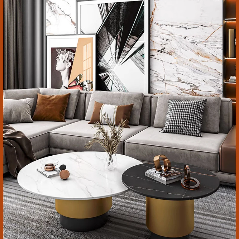 Nordic rock plate coffee table light luxury modern size circular coffee table combination
Nordic rock plate coffee table light luxury modern size circular coffee table combination