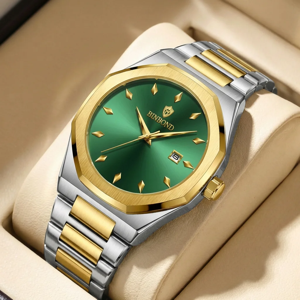 1 piece Fashion Men's Watch with Two-Tone Metal Strap, Octagonal Bezel, Green Dial, Date Display, Trendy Daily Wristwatch
1 piece Fashion Men's Watch with Two-Tone Metal Strap, Octagonal Bezel, Green Dial, Date Display, Trendy Daily Wristwatch