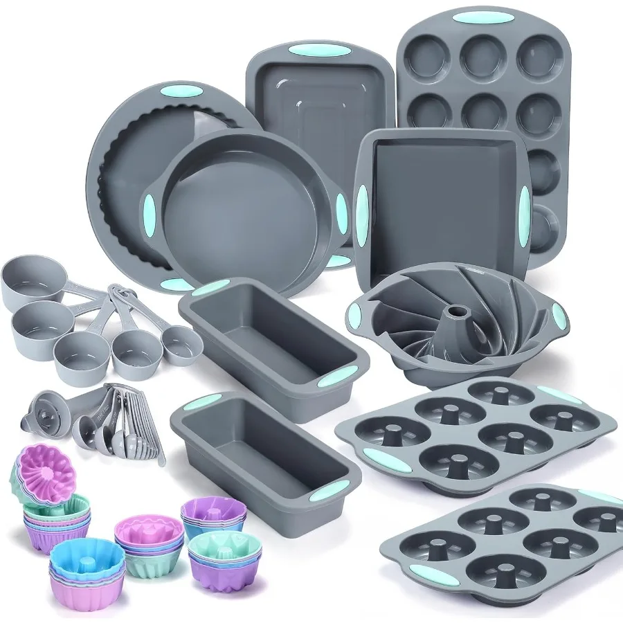 Tongjude 51 Piece Silicone Bakeware Set NonStick Kitchen Oven Baking Pans for Home Baking Includes Silicone Cake Molds Muffin P
Tongjude 51 Piece Silicone Bakeware Set NonStick Kitchen Oven Baking Pans for Home Baking Includes Silicone Cake Molds Muffin P