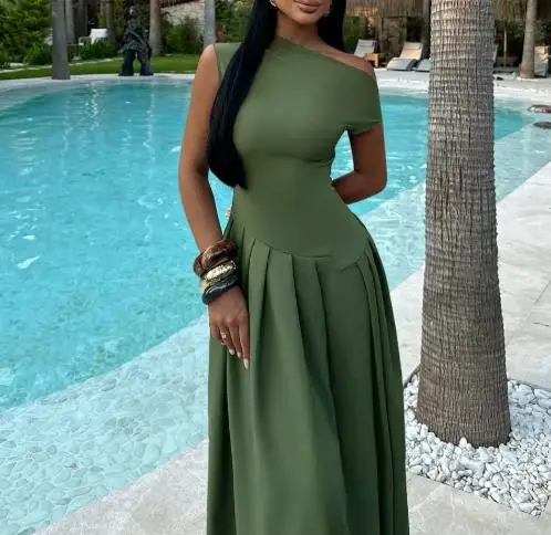 Women Dresses 2026 Spring Summer New Solid Color Off Shoulder Short Sleeve Slim Fit Temperament Elegant Evening Dress
Women Dresses 2026 Spring Summer New Solid Color Off Shoulder Short Sleeve Slim Fit Temperament Elegant Evening Dress