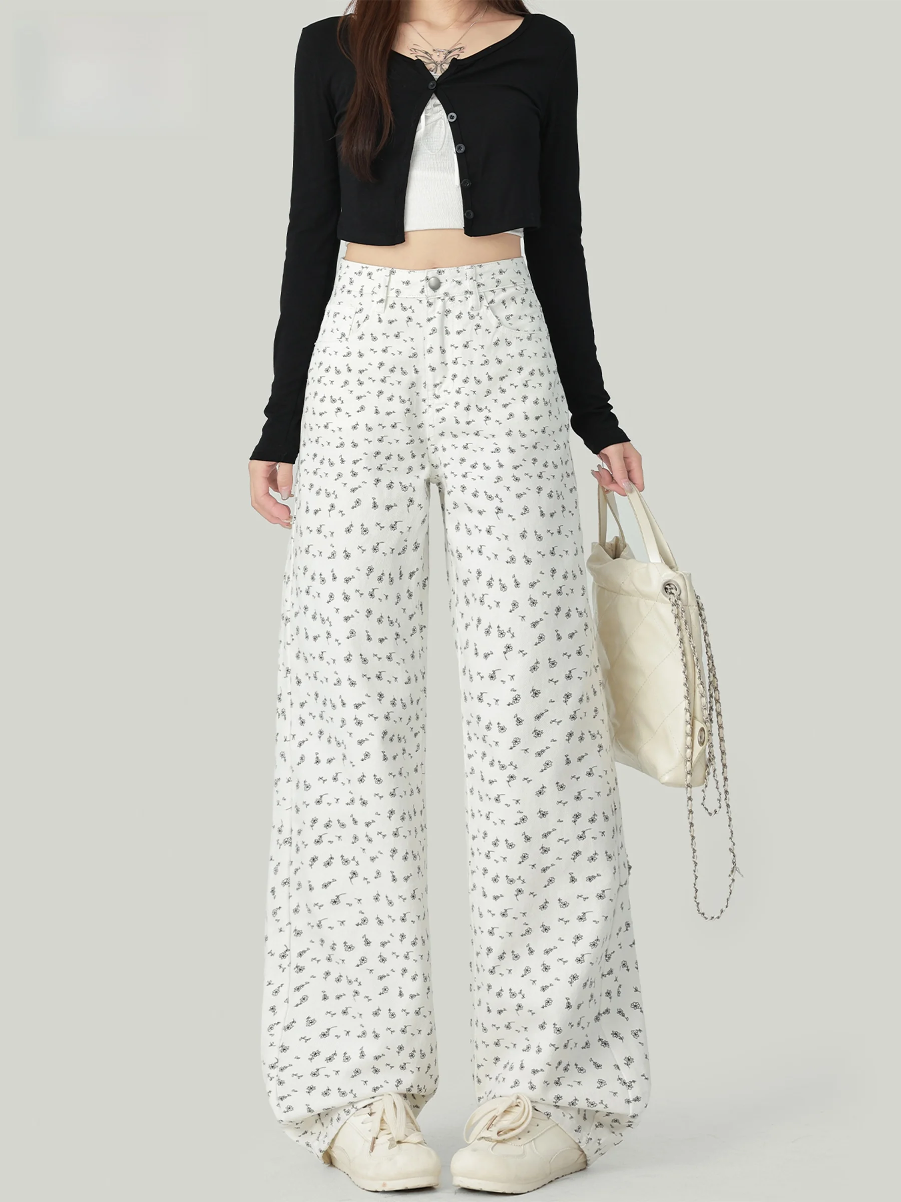 Korean Style Floral Wide Leg Jeans Women's Loose Printed High Waist Denim Pants Straight Cut Trousers Autumn New Arrival
Korean Style Floral Wide Leg Jeans Women's Loose Printed High Waist Denim Pants Straight Cut Trousers Autumn New Arrival