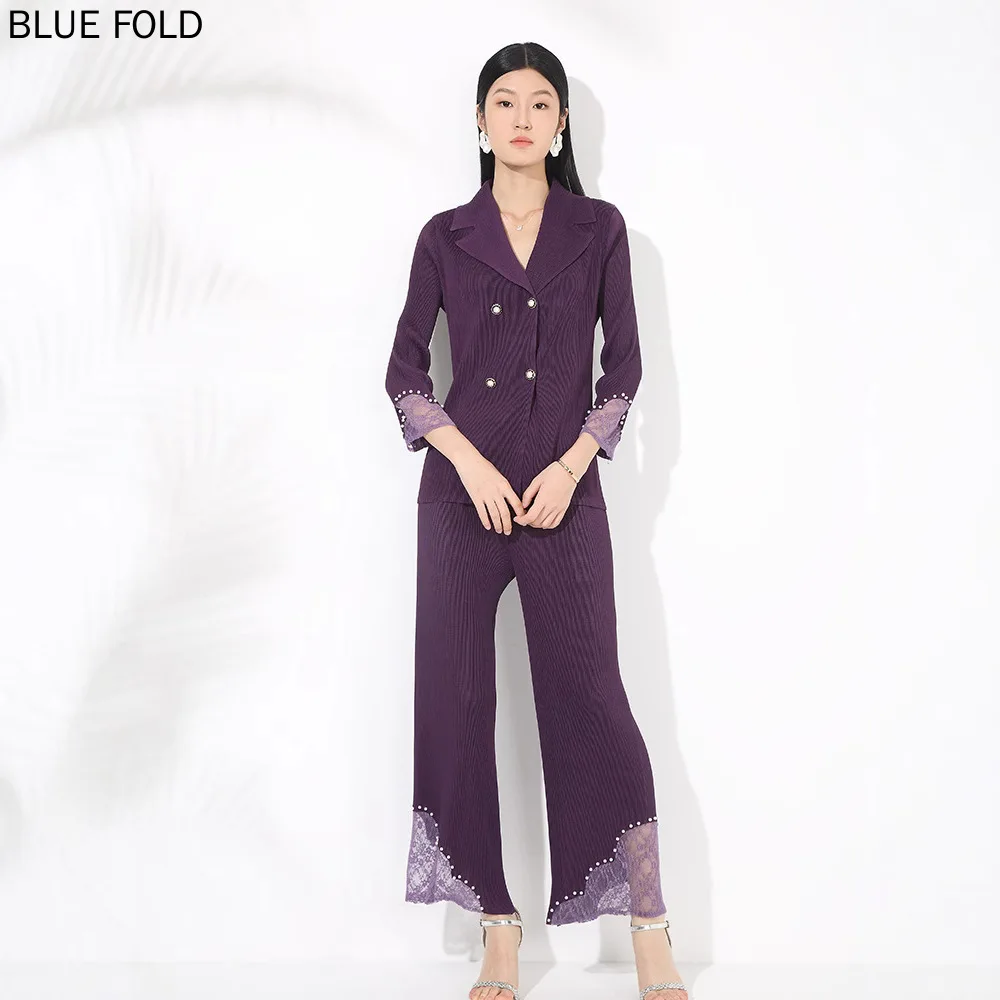 Spring Summer Pleated Suit Jackets Fashionable Designdouble-breasted Patchwork Top High-waisted Straight-leg Pants Two-piece Set
Spring Summer Pleated Suit Jackets Fashionable Designdouble-breasted Patchwork Top High-waisted Straight-leg Pants Two-piece Set