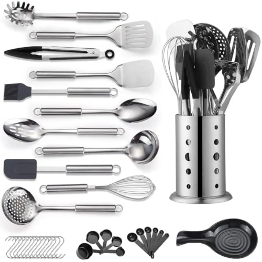 Kitchen Utensils Set, 39 Pieces Stainl Steel Cooking Utensils Set, Spoon Spatula Set with Sturdy Stainl Steel Utensil Holder, D
Kitchen Utensils Set, 39 Pieces Stainl Steel Cooking Utensils Set, Spoon Spatula Set with Sturdy Stainl Steel Utensil Holder, D