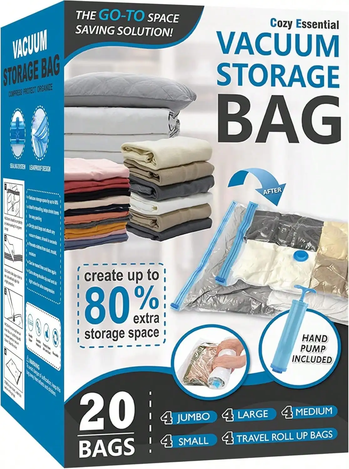 12pcs Vacuum Bags For Travel With Rechargeable Air Pump,Reusable For Clothes, Comforters, Blankets, Pillow, Bedding, Sealer Clot
12pcs Vacuum Bags For Travel With Rechargeable Air Pump,Reusable For Clothes, Comforters, Blankets, Pillow, Bedding, Sealer Clot