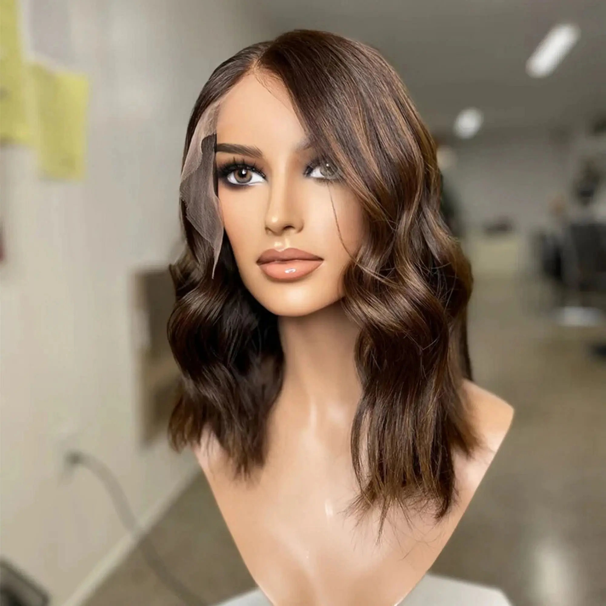 Easy To Wear Highlights Chestnut Brown Synthetic Lace Top Wigs Shoulder 14 Inches Balayage Loose Wave Natural Hair Wig Daily Use
Easy To Wear Highlights Chestnut Brown Synthetic Lace Top Wigs Shoulder 14 Inches Balayage Loose Wave Natural Hair Wig Daily Use