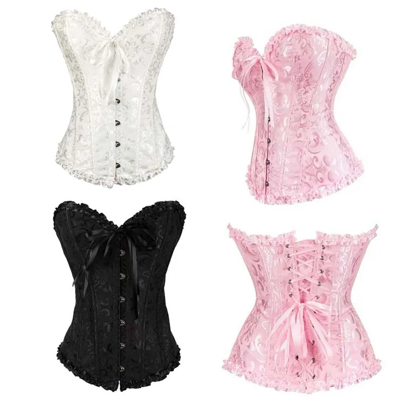 Black Jacquard Overbust Corset Top for Women Gothic Bow Lace Up Bustier Vintage Renaissance Body Shaper Party Clubwear White
Black Jacquard Overbust Corset Top for Women Gothic Bow Lace Up Bustier Vintage Renaissance Body Shaper Party Clubwear White