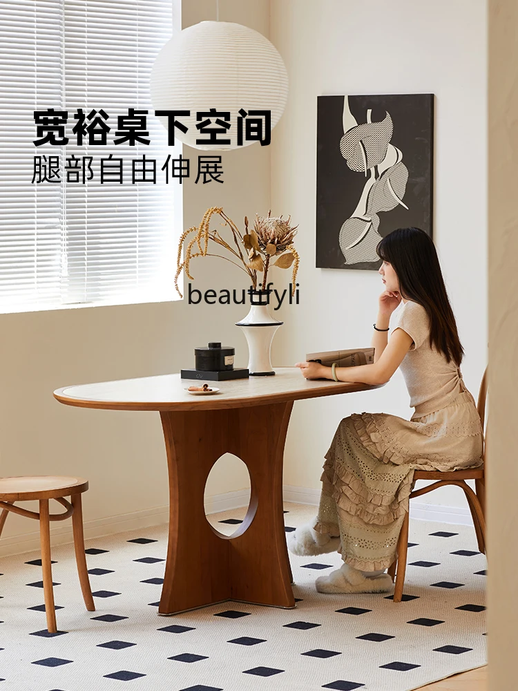 Nordic Retro Solid Wood Stone Plate Dining Table Living Room Oval Dining Tables and Chairs Set Home Dining Table
Nordic Retro Solid Wood Stone Plate Dining Table Living Room Oval Dining Tables and Chairs Set Home Dining Table