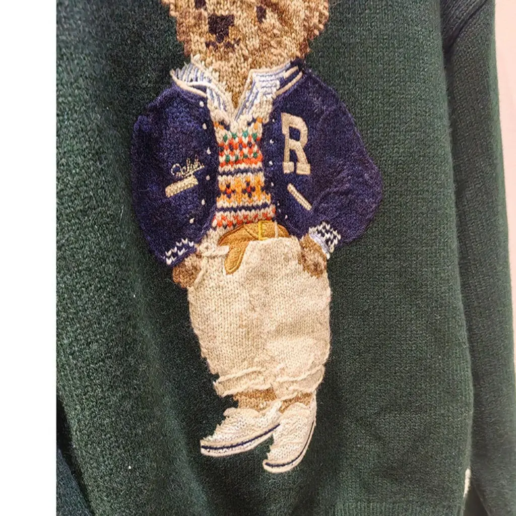 Autumn Winter New Polo Bear round Neck Long-Sleeved Knitted Wool Knitwear Loose British Style Cartoon Print Women's Cardigan
Autumn Winter New Polo Bear round Neck Long-Sleeved Knitted Wool Knitwear Loose British Style Cartoon Print Women's Cardigan