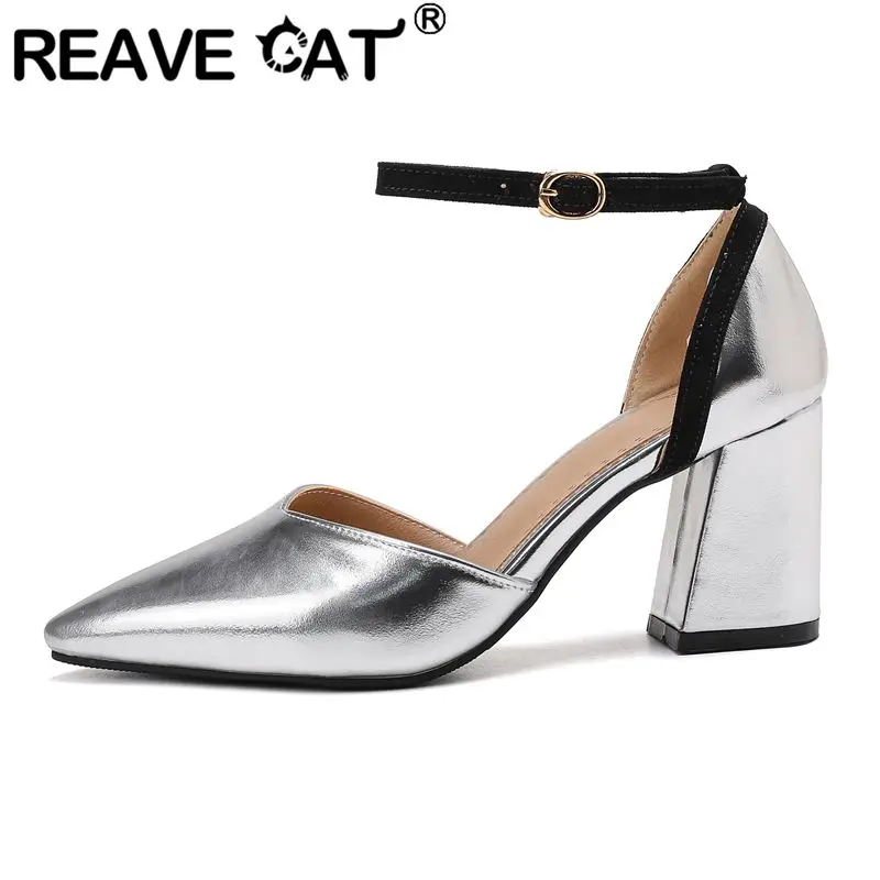 REAVE CAT Женские пикантные сандалии с острым носком на блочном каблуке 7,5 см с пряжкой и ремешком, большой размер 46, 47, 48, модная женская обувь для свиданий, весна
REAVE CAT Женские пикантные сандалии с острым носком на блочном каблуке 7,5 см с пряжкой и ремешком, большой размер 46, 47, 48, модная женская обувь для свиданий, весна