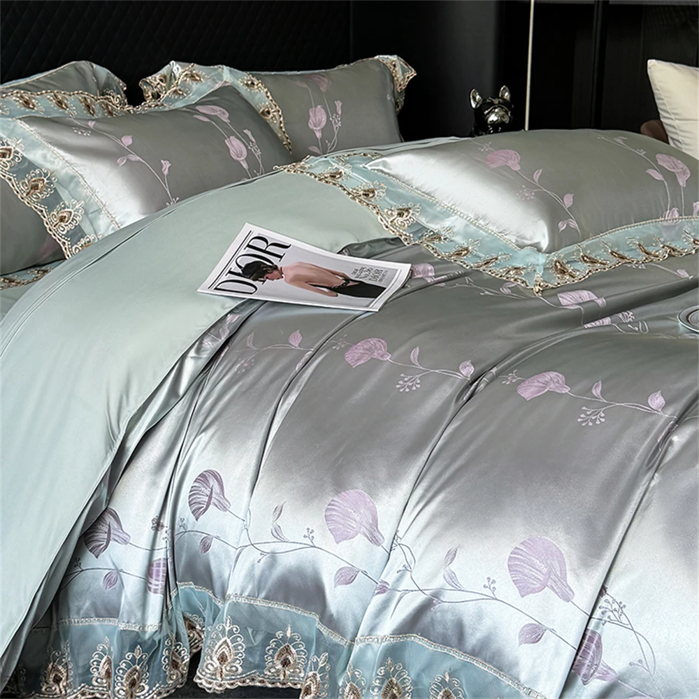 Jacquard Weave Sateen Lace Natural Chic Heavy Comforter Cover Set 4Pcs Satin Soft Luxury 1Duvet Cover 1Flat Sheet 2Pillowcases
Jacquard Weave Sateen Lace Natural Chic Heavy Comforter Cover Set 4Pcs Satin Soft Luxury 1Duvet Cover 1Flat Sheet 2Pillowcases