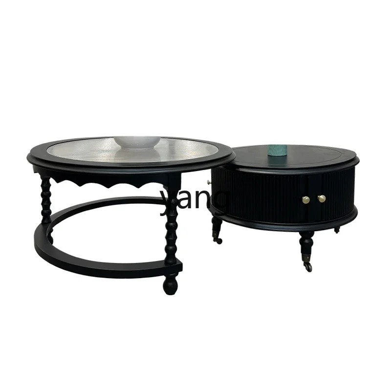 LH retro solid wood round coffee table living room home light luxury old glass high-end tea table
LH retro solid wood round coffee table living room home light luxury old glass high-end tea table