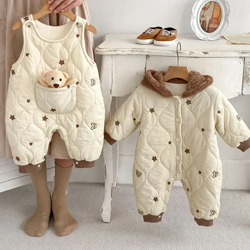 2023 Winter Cute Cartoon Stars Fur Padded Girls Rompers Matching Vest Overall Jumpsuits With Puppy Dolls
2023 Winter Cute Cartoon Stars Fur Padded Girls Rompers Matching Vest Overall Jumpsuits With Puppy Dolls