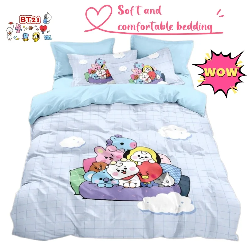 New BT21 koya RJ mang chimmy tata cooky hooky new cotton four-piece cartoon cute student dormitory bedroom bed sheet quilt cover
New BT21 koya RJ mang chimmy tata cooky hooky new cotton four-piece cartoon cute student dormitory bedroom bed sheet quilt cover