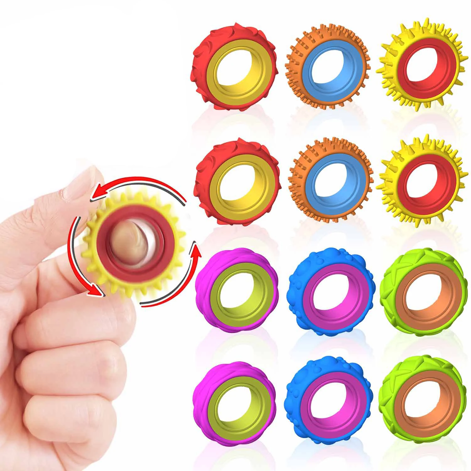 Набор из 6 вращающихся сенсорных колец-гироскопов для снятия стресса, силиконовые вращающиеся сенсорные кольца
Набор из 6 вращающихся сенсорных колец-гироскопов для снятия стресса, силиконовые вращающиеся сенсорные кольца