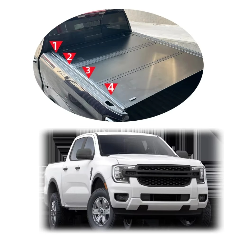 Hard Four Fold Tonneau Cover Aluminum Alloy 4 Folding Truck Bed Cover for Raptor/Ranger/Ranger Wildtrak/Stormtrak
Hard Four Fold Tonneau Cover Aluminum Alloy 4 Folding Truck Bed Cover for Raptor/Ranger/Ranger Wildtrak/Stormtrak