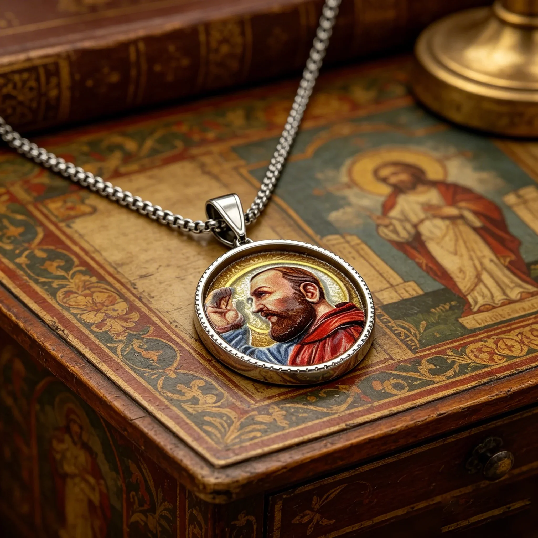 Stainless Steel Silver Color Religious Saint Round Glass Medal Pendant Necklace for Men Women Catholic Amulet Jewelry
Stainless Steel Silver Color Religious Saint Round Glass Medal Pendant Necklace for Men Women Catholic Amulet Jewelry