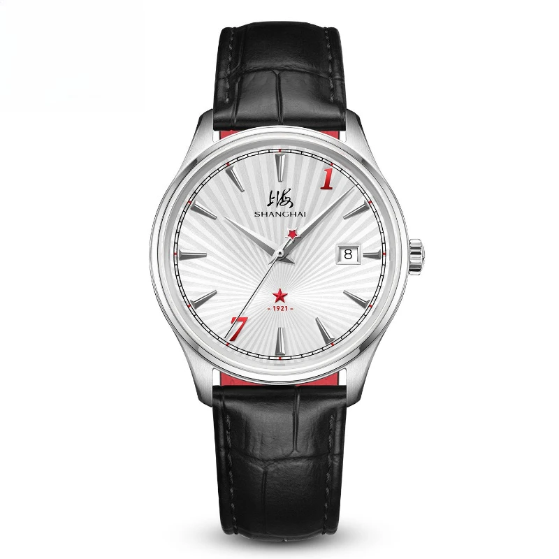 Мужские автоматические механические часы Shanghai Watch из серии "Почтение к силе веры" с красной звездой, соответствующие фирменному стилю.
Мужские автоматические механические часы Shanghai Watch из серии "Почтение к силе веры" с красной звездой, соответствующие фирменному стилю.