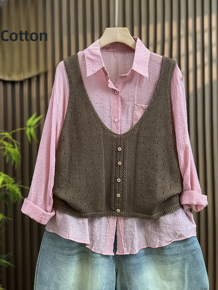 Faionable вязаный жилет ort Sve, женский свободный крой, топ большого размера, тонкий весенне-осенний сезонный цвет
Faionable вязаный жилет ort Sve, женский свободный крой, топ большого размера, тонкий весенне-осенний сезонный цвет