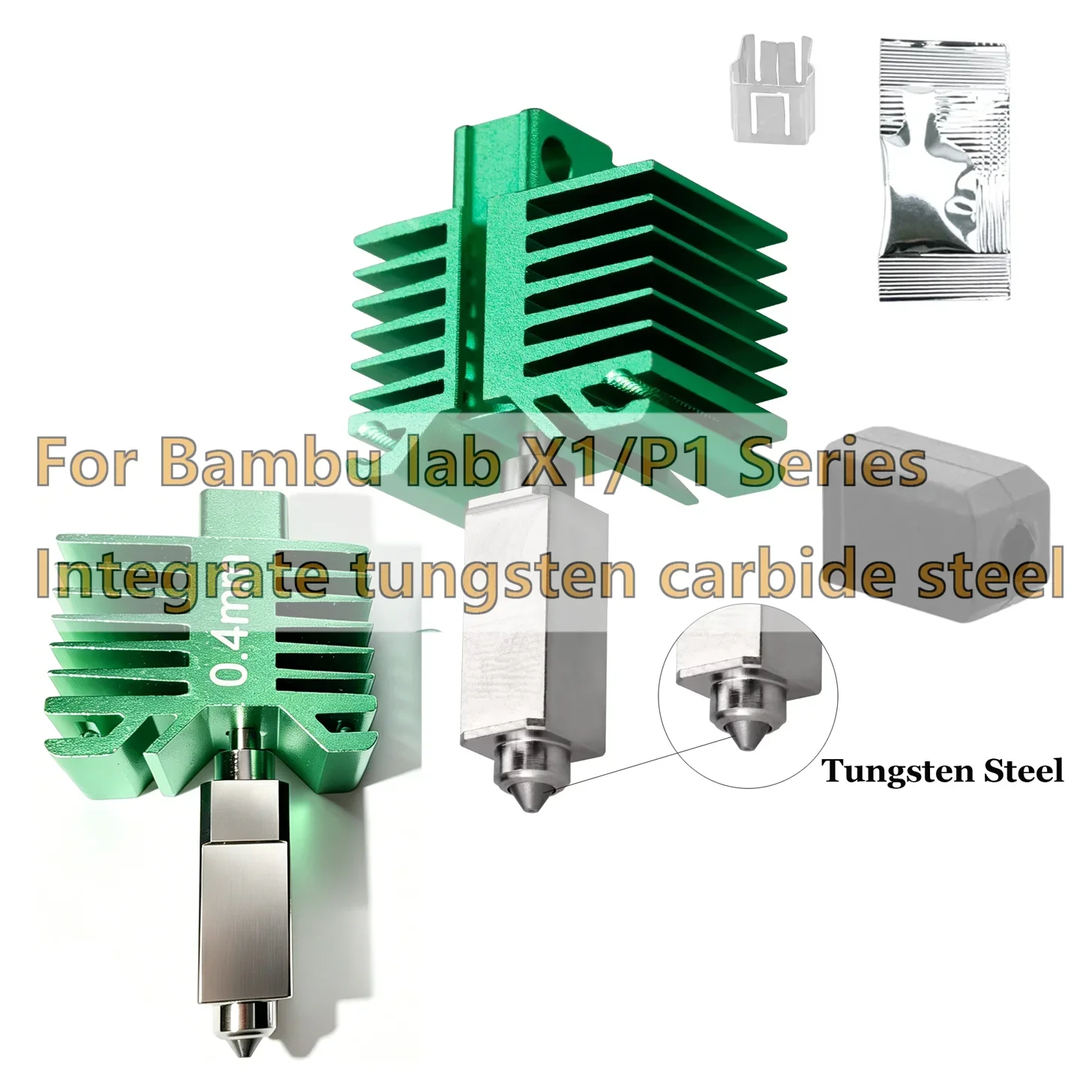 For Bambu Lab X1/P1 Hotend Kit One-Piece Tungsten Carbide Steel Nozzle for 3D Printer Accessories Replacement
For Bambu Lab X1/P1 Hotend Kit One-Piece Tungsten Carbide Steel Nozzle for 3D Printer Accessories Replacement