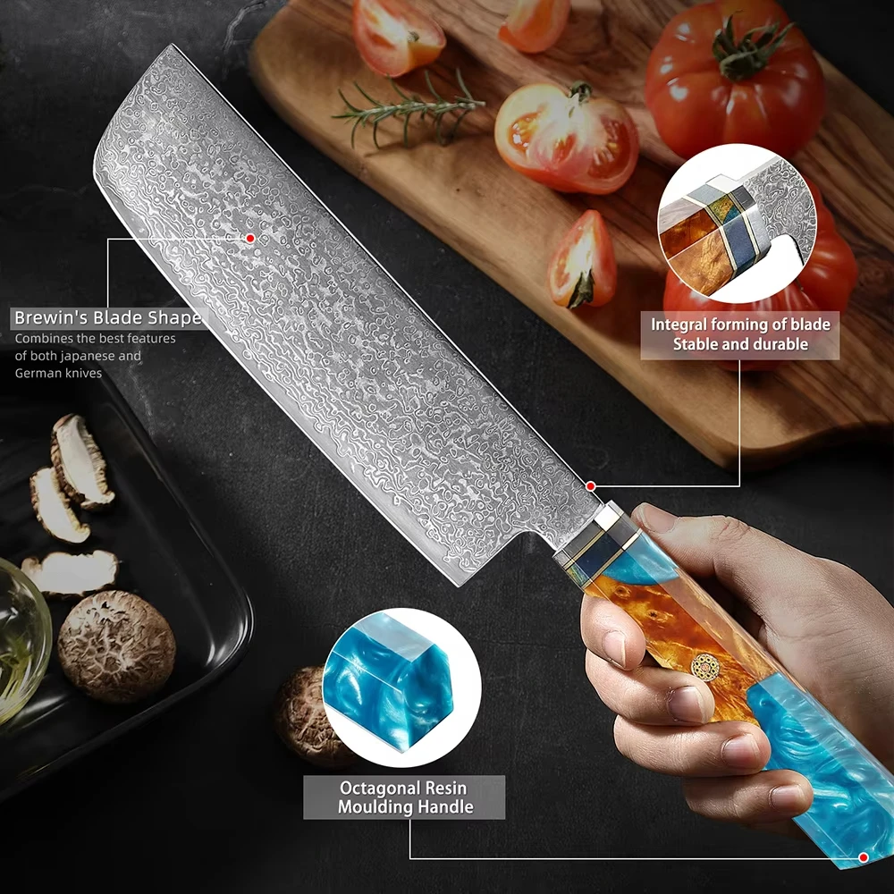 XITUO Professional Damascus Steel 7-inch Nakiri Knife Japanese Chef Knife with Ultra-Sharp Blade Vegetable & Meat Cutting Knife
XITUO Professional Damascus Steel 7-inch Nakiri Knife Japanese Chef Knife with Ultra-Sharp Blade Vegetable & Meat Cutting Knife