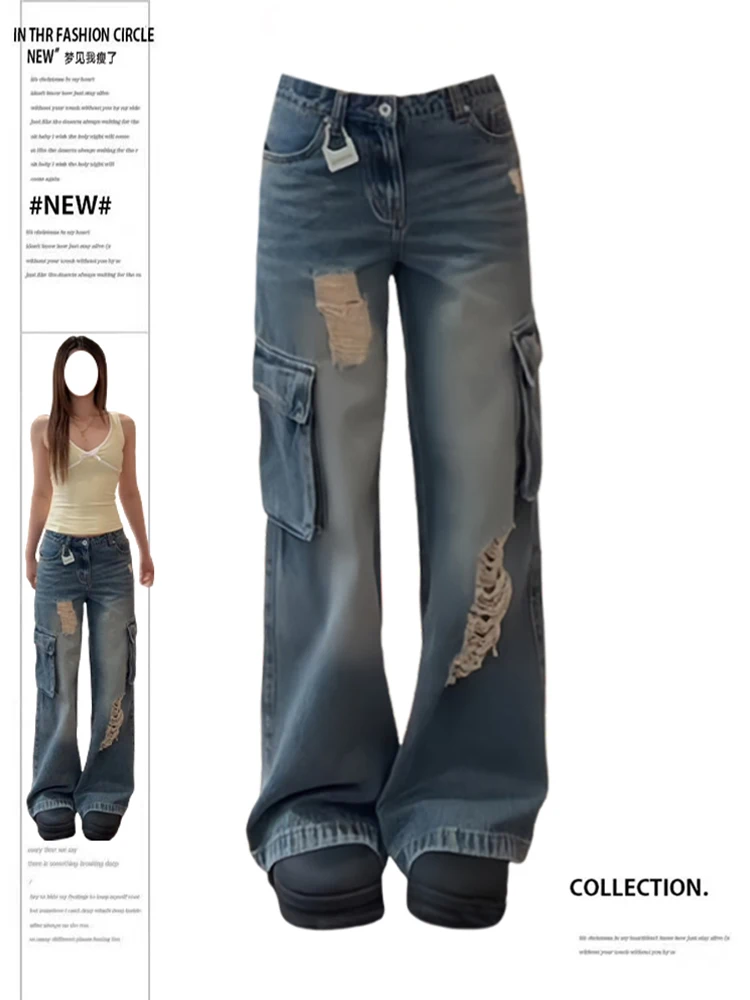 Осень-зима 2022, женские рваные джинсовые брюки-карго в американском стиле ретро с низкой посадкой, японские мешковатые джинсы Y2K, ковбойские джинсы в стиле Харадзюку, панк, новинка 2023 г.
Осень-зима 2022, женские рваные джинсовые брюки-карго в американском стиле ретро с низкой посадкой, японские мешковатые джинсы Y2K, ковбойские джинсы в стиле Харадзюку, панк, новинка 2023 г.