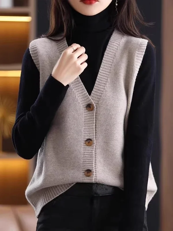 Women's Open Cardigan Sleeveless V-Neck Knitted Vest Outerwear Sweater Top for Autumn And Winter Casual Comfortable Fit
Women's Open Cardigan Sleeveless V-Neck Knitted Vest Outerwear Sweater Top for Autumn And Winter Casual Comfortable Fit