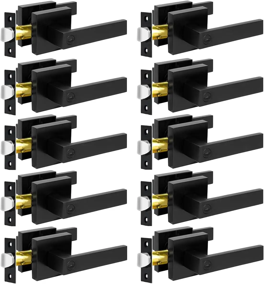 Набор из 10 матовых черных дверных ручек, реверсивные бесключевые замки для дверей спальни и ванной комнаты
Набор из 10 матовых черных дверных ручек, реверсивные бесключевые замки для дверей спальни и ванной комнаты