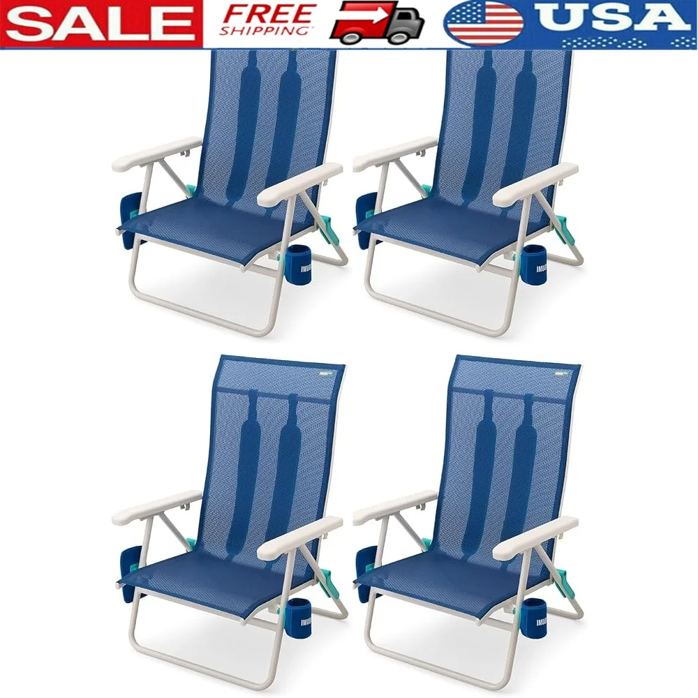 Anti-Rust Beach Chair Set of 4 Adjustable Backpack Straps Neoprene Drink Holder Breathable Dreamwave Fabric Lightweight 300LB
Anti-Rust Beach Chair Set of 4 Adjustable Backpack Straps Neoprene Drink Holder Breathable Dreamwave Fabric Lightweight 300LB
