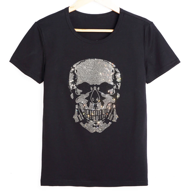Women's Short Sleeve Skulls Diamonds Tshirts Summer New 2022 Fashion Tops Tee Cotton Stitch Female Blouse Woman Clothes
Women's Short Sleeve Skulls Diamonds Tshirts Summer New 2022 Fashion Tops Tee Cotton Stitch Female Blouse Woman Clothes