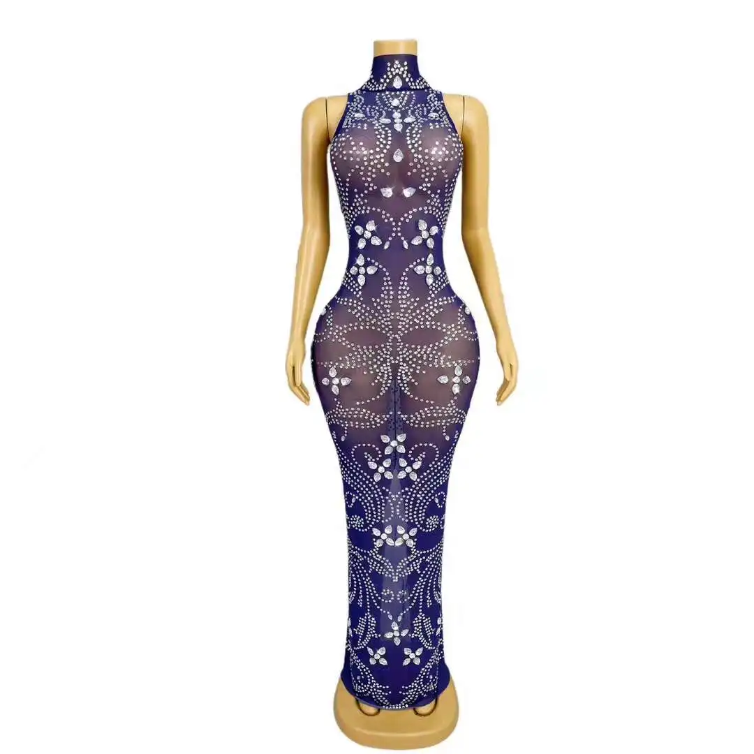 Elegant Sparkly Rhinestone Sexy Thin Mesh Long Dress Luxurious Sequins Gown Party Dress Night Clubwear Banquet Wedding Prom Gown
Elegant Sparkly Rhinestone Sexy Thin Mesh Long Dress Luxurious Sequins Gown Party Dress Night Clubwear Banquet Wedding Prom Gown
