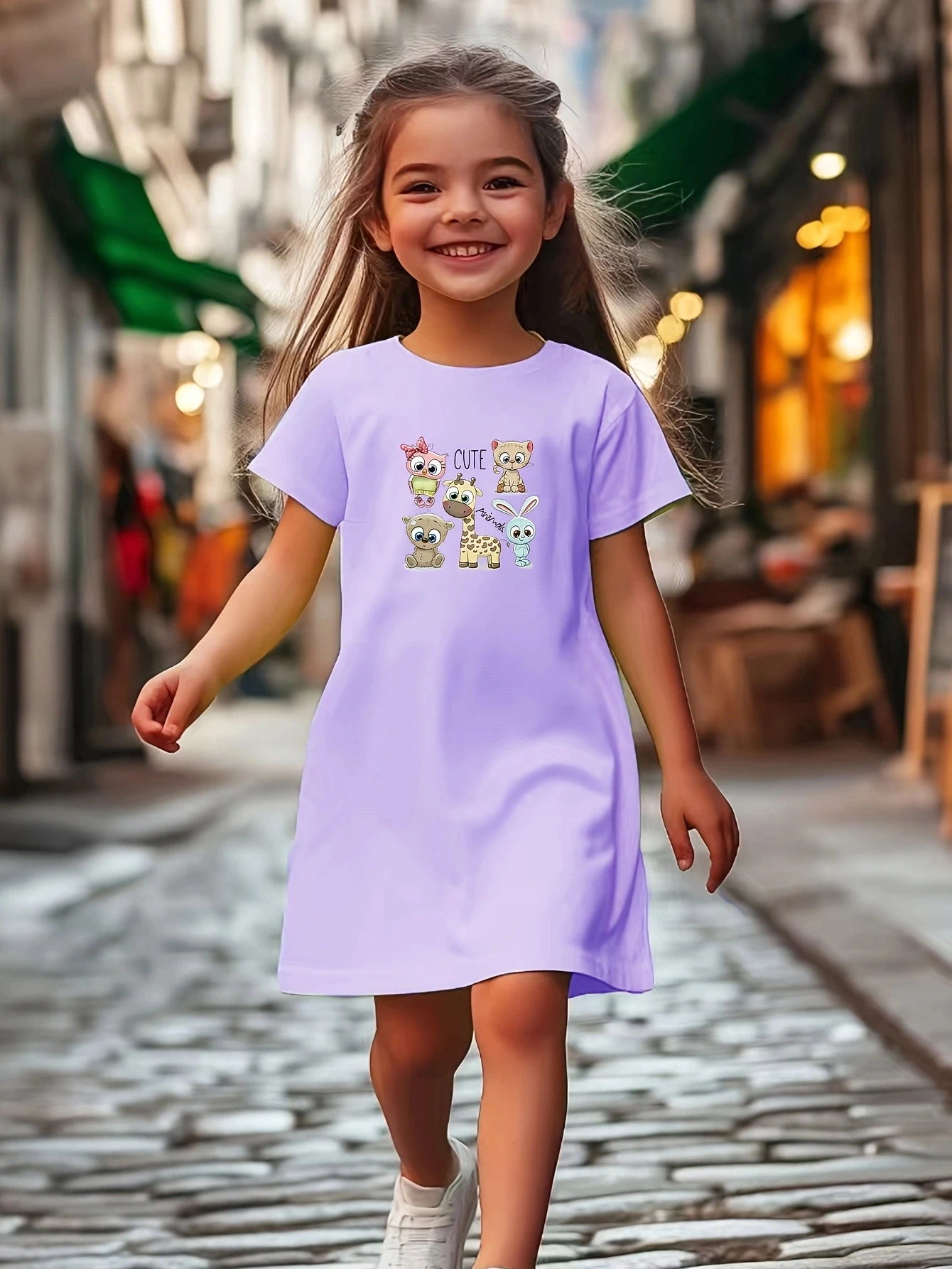 Cartoon pattern dress for little girl, comfortable polyester blend, elastic and comfortable, easy to wash, solid color versatile
Cartoon pattern dress for little girl, comfortable polyester blend, elastic and comfortable, easy to wash, solid color versatile