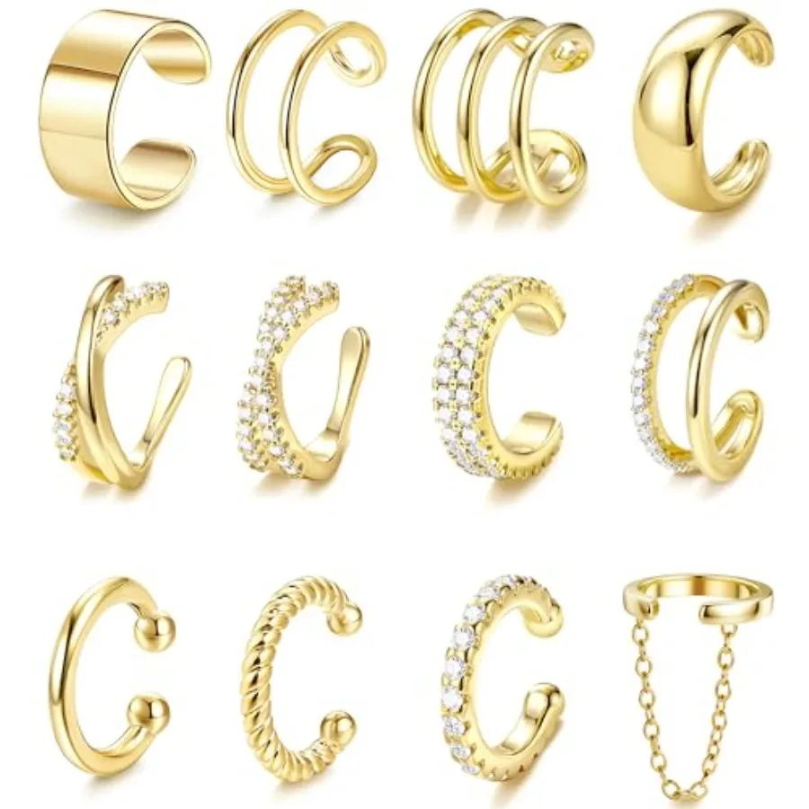 12Pcs Ear Cuffs Non Piercing - Ear Cuff Earrings for Women Adjustable Earring Cuffs for Non Pierced Ears Clip on Cartilage Earr
12Pcs Ear Cuffs Non Piercing - Ear Cuff Earrings for Women Adjustable Earring Cuffs for Non Pierced Ears Clip on Cartilage Earr