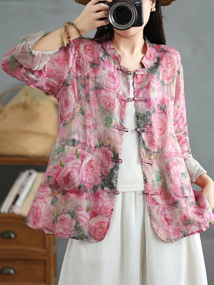 New Chinese Style Printed Stand Collar Zen Flax Shirt Women's Autumn Medium Length Thin Linen Button up Sun Protection Open C...
New Chinese Style Printed Stand Collar Zen Flax Shirt Women's Autumn Medium Length Thin Linen Button up Sun Protection Open C...