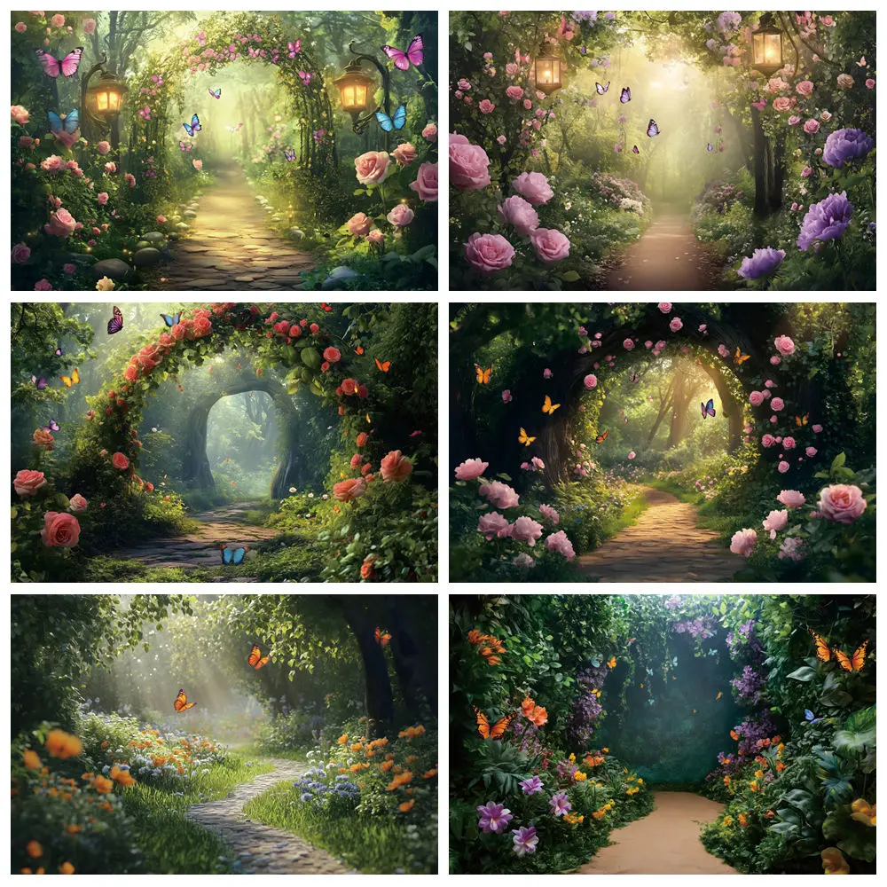 Spring Fantasy Jungle Photography Backdrop Butterfly Flower Arch Door Wonderland Princess Birthday Party Decor Photo Background
Spring Fantasy Jungle Photography Backdrop Butterfly Flower Arch Door Wonderland Princess Birthday Party Decor Photo Background