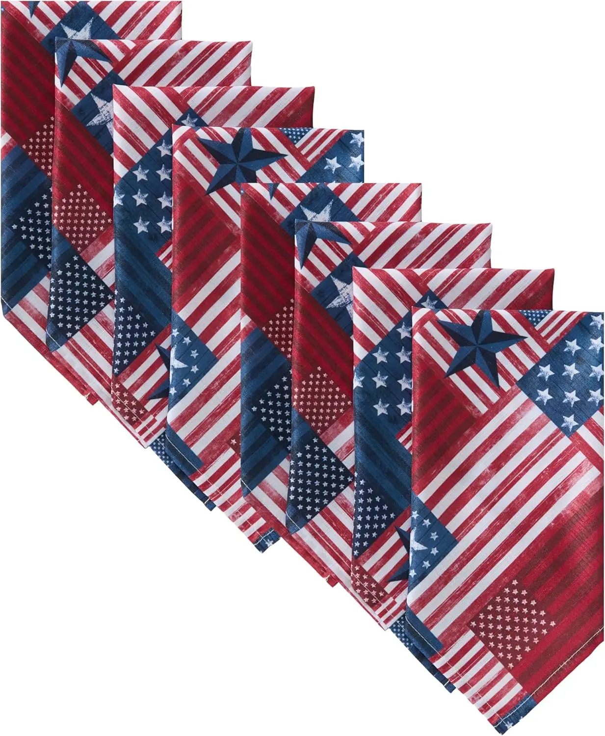 Set of 8 American Flag Patchwork Fabric Napkins, 17x17 Inches, Stain & Water Resistant, Indoor/Outdoor
Set of 8 American Flag Patchwork Fabric Napkins, 17x17 Inches, Stain & Water Resistant, Indoor/Outdoor